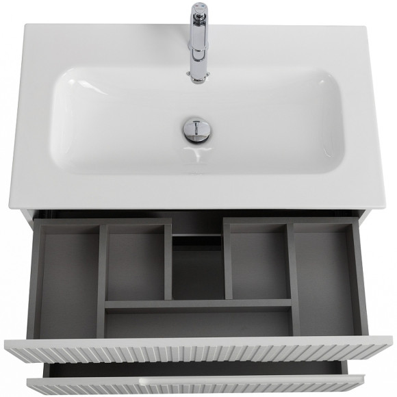 Тумба под раковину Cezares Duet-N 80 DUET-N-800-2C-SO-FBS-P подвесная Ясень Белый Софт