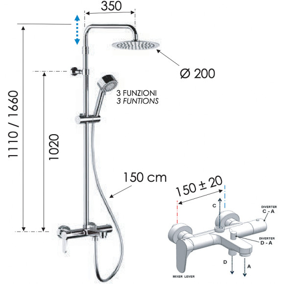 Душевая система Remer Winner W34AUFM20 Хром