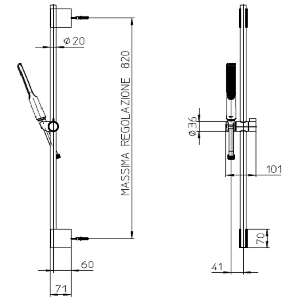 Душевой гарнитур Bossini Apice DA5061-N.030 Хром Душевой гарнитур Bossini Apice DA5061-N.030 Хром