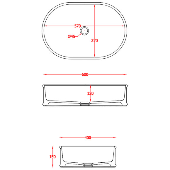 Раковина-чаша Artceram Atelier 60 ATL002 17 00 Черная матовая