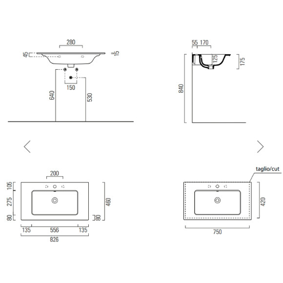 Раковина GSI Pura 82 8885111 Белая Раковина GSI Pura 82 8885111 Белая