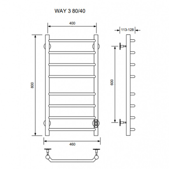 Электрический полотенцесушитель Ника Way-3 80/40 U Белый матовый
