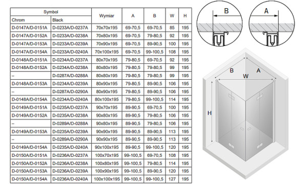 Душевой уголок New Trendy New Soleo Black 90х80 D-0289A/D-0288A профиль Черный стекло прозрачное