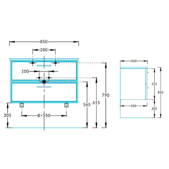 Тумба под раковину Kerama Marazzi Piano Classic 85 PIA.CL.85\BLU.M подвесная Синяя матовая