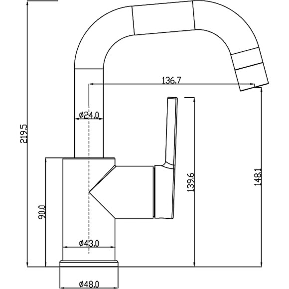 Смеситель для раковины Swedbe Diana 1011 Хром Смеситель для раковины Swedbe Diana 1011 Хром
