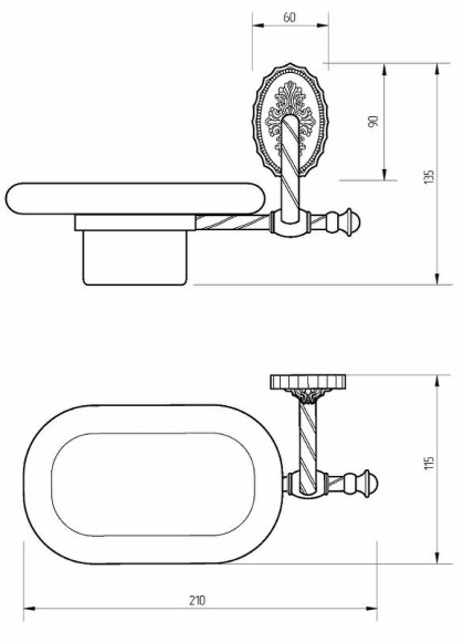 Мыльница Migliore Edera 16895 Бронза