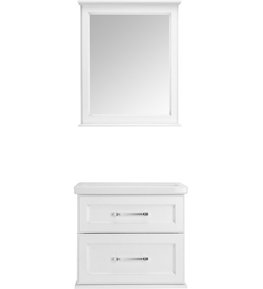 Комплект мебели для ванной ASB-Woodline Венеция 70 1195501 подвесной Белый с патиной Серебро