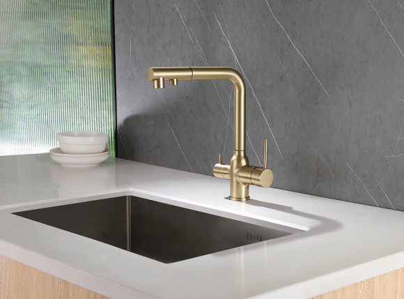 Смеситель для кухни Abber Emotion AF8814G Золото матовое Смеситель для кухни Abber Emotion AF8814G Золото матовое