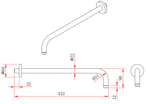 Кронштейн для верхнего душа Berges Ventas R 074009 Хром сильвер Кронштейн для верхнего душа Berges Ventas R 074009 Хром сильвер
