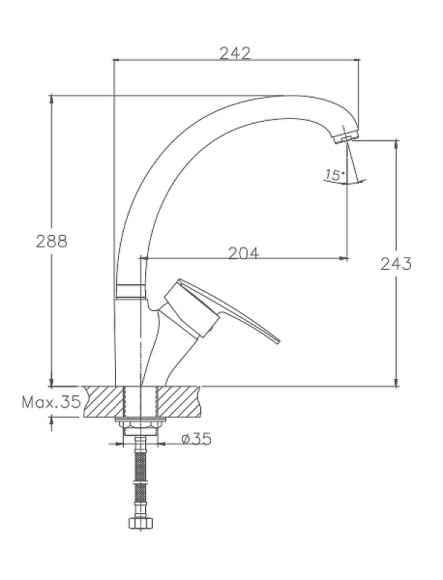 Смеситель для кухни Haiba HB4106-2 Хром Смеситель для кухни Haiba HB4106-2 Хром