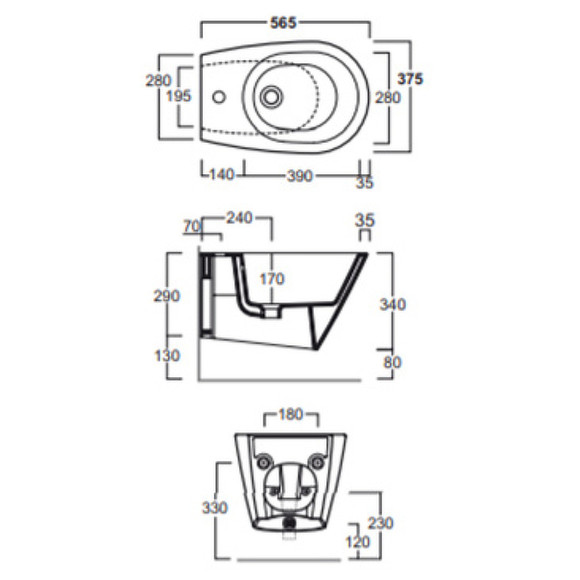 Биде Simas Gambassi GA19bi*1 подвесное Белое