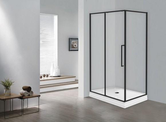 Душевой уголок Esbano Surf 100x80 ESOGS108PSB профиль Черный стекло прозрачное