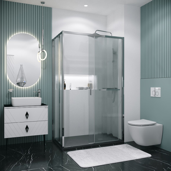 Душевой уголок Grossman Style 100х90 120.K33.05.1090.10.02 профиль Хром стекло шиншилла Душевой уголок Grossman Style 100х90 120.K33.05.1090.10.02 профиль Хром стекло шиншилла