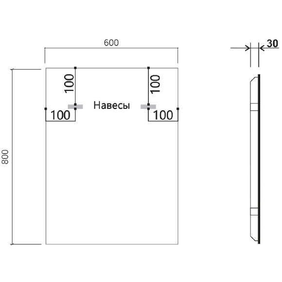Зеркало Vincea 60 VLM-3VN600B с подсветкой Черное с сенсорным выключателем и диммером