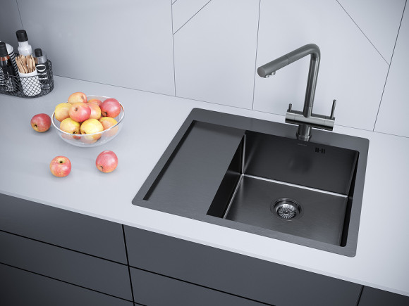 Кухонная мойка Paulmark Kroner 59F PM225951-GMR Вороненая сталь Кухонная мойка Paulmark Kroner 59F PM225951-GMR Вороненая сталь
