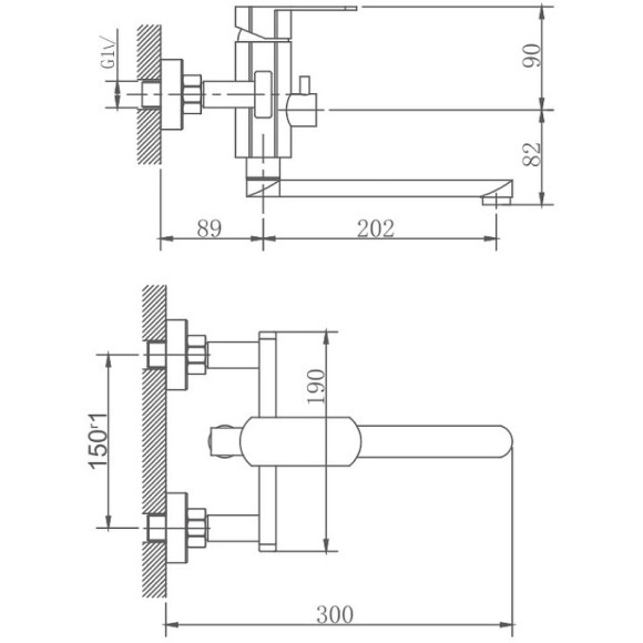 Смеситель для ванны Haiba HB60806 универсальный Нержавеющая сталь