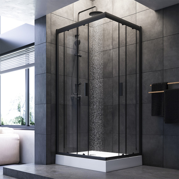 Душевой уголок AM.PM Gem 100х80 W90G-404-100280-BT профиль Черный матовый стекло прозрачное Душевой уголок AM.PM Gem 100х80 W90G-404-100280-BT профиль Черный матовый стекло прозрачное