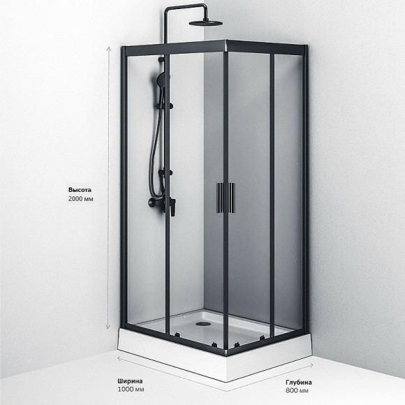 Душевой уголок AM.PM Gem 100х80 W90G-404-100280-BT профиль Черный матовый стекло прозрачное Душевой уголок AM.PM Gem 100х80 W90G-404-100280-BT профиль Черный матовый стекло прозрачное