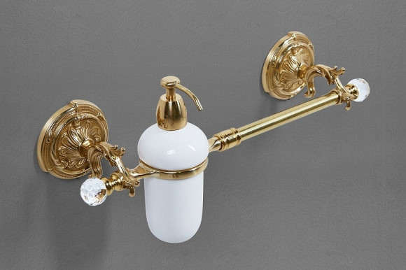 Полотенцедержатель c дозатором для жидкого мыла Art&Max Barocco Crystal AM-2057D-Do-Ant-C Античное золото