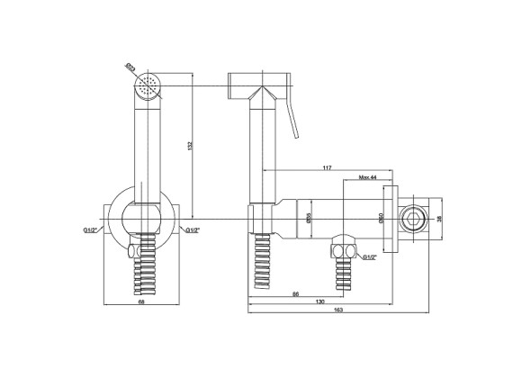 Гигиенический душ со смесителем ALMAes Agata AL-877-05 Черный матовый Гигиенический душ со смесителем ALMAes Agata AL-877-05 Черный матовый