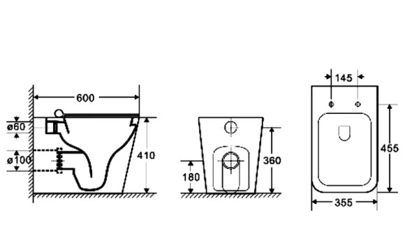 Унитаз WeltWasser Gelbach 002 MT-BL 10000003698 приставной Черный матовый с сиденьем Микролифт
