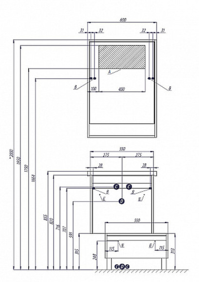 Комод Aquaton Капри 55 1A231003KPDA0 Бетон пайн Белый