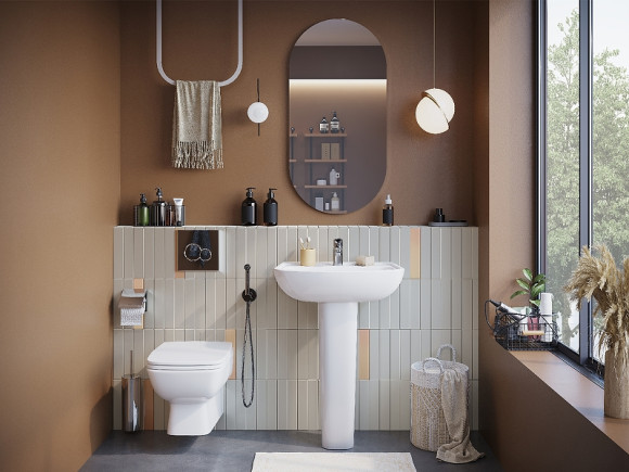 Комплект унитаза с инсталляцией Santek Нео Rimless 1WH501777 с сиденьем Микролифт и Черной матовой клавишей смыва