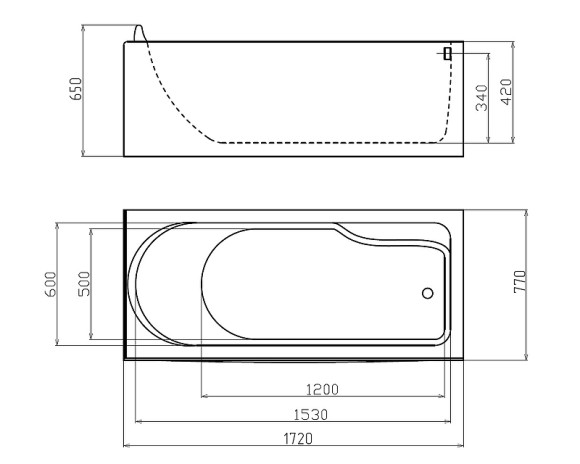 Акриловая ванна Gemy 172х77 G9006-1.7 B R с гидромассажем Акриловая ванна Gemy 172х77 G9006-1.7 B R с гидромассажем