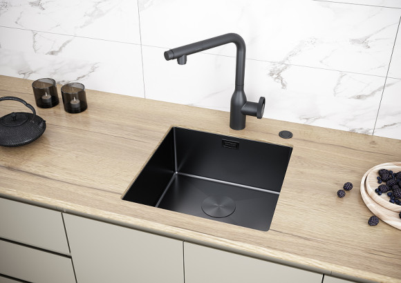 Кухонная мойка Paulmark Next 44 Uni PM214444-MBN Черная матовая Кухонная мойка Paulmark Next 44 Uni PM214444-MBN Черная матовая