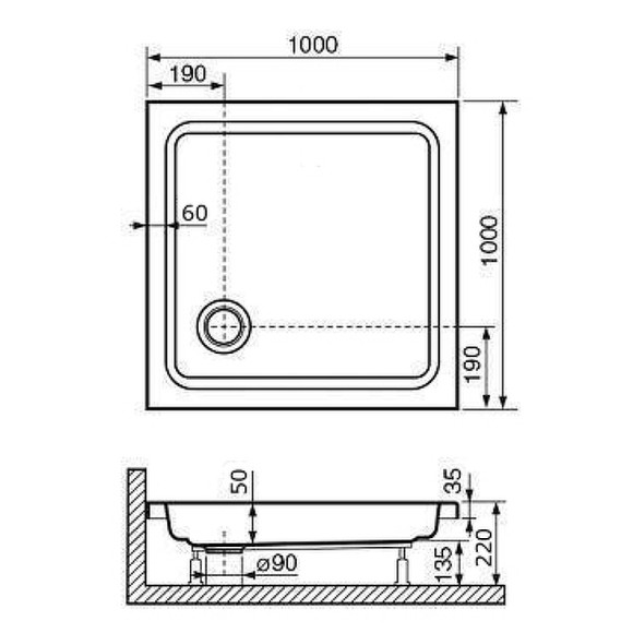 Акриловый поддон для душа RGW Acrylic Style 100x100 16180100-11 Белый Акриловый поддон для душа RGW Acrylic Style 100x100 16180100-11 Белый