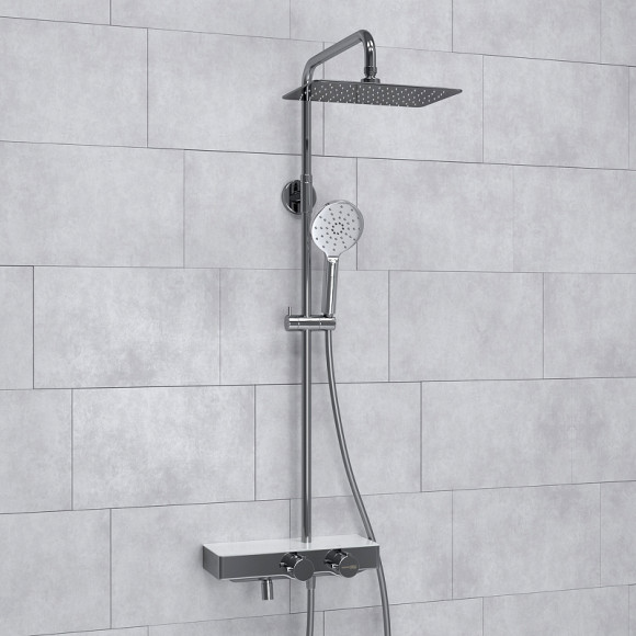 Душевая система WasserKRAFT A113.069.127.CH Thermo с термостатом Хром Белая Душевая система WasserKRAFT A113.069.127.CH Thermo с термостатом Хром Белая