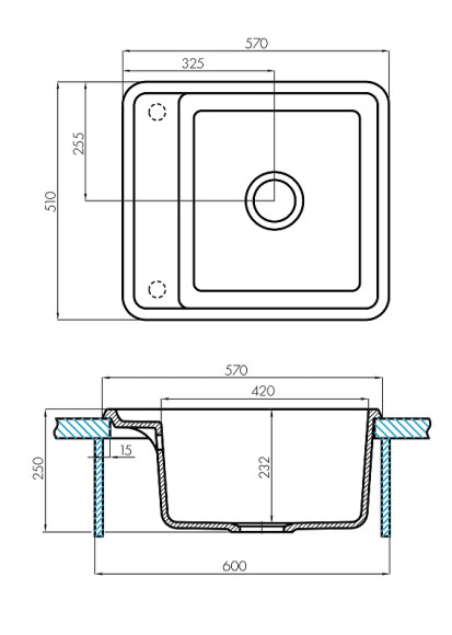 Кухонная мойка Aquaton Беллис 57 1A724932BS280 Кофе
