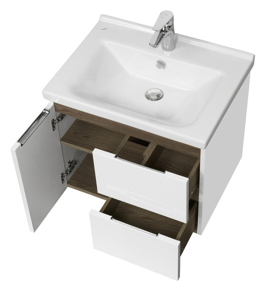 Тумба под раковину Aquaton Рене 56 1A258501NRC80 подвесная Белая Грецкий орех