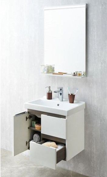 Тумба под раковину Aquaton Рене 56 1A258501NRC80 подвесная Белая Грецкий орех