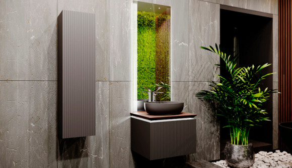 Шкаф пенал Jorno Strong 33 Str.04.130/P/A подвесной Антрацит