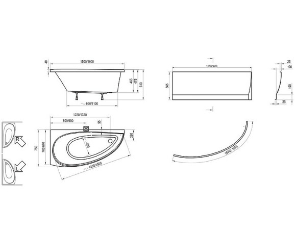 Акриловая ванна Ravak Avocado 160x75 R CH01000000 без гидромассажа Акриловая ванна Ravak Avocado 160x75 R CH01000000 без гидромассажа