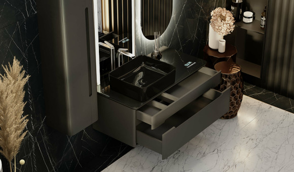 Тумба под раковину Jorno Shine 100 Shi.01.100-M/P/A подвесная Антрацит