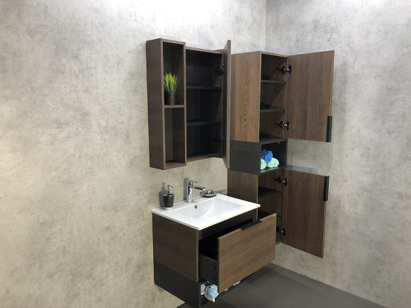 Шкаф пенал Comforty Франкфурт 40 00004150535 подвесной Дуб шоколадно-коричневый Черный матовый Шкаф пенал Comforty Франкфурт 40 00004150535 подвесной Дуб шоколадно-коричневый Черный матовый