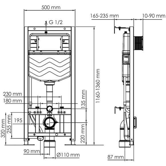 Инсталляция WasserKRAFT Aller 10TLT.010.ME.PG02 для унитаза с клавишей смыва Золото Инсталляция WasserKRAFT Aller 10TLT.010.ME.PG02 для унитаза с клавишей смыва Золото