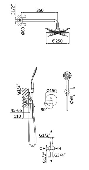 Душевая система Cezares Nautic NAUTIC-DSIP-01 Хром