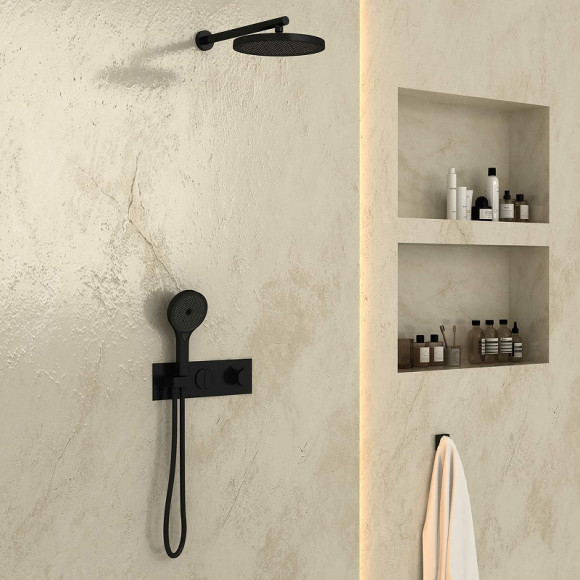 Душевая система Vincea VSFW-422T2MB с термостатом Черная матовая