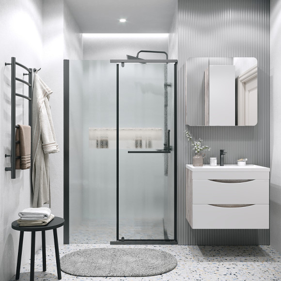 Душевая дверь Grossman Pragma 100 100.K33.03.100.21.02 профиль Черный матовый стекло шиншилла Душевая дверь Grossman Pragma 100 100.K33.03.100.21.02 профиль Черный матовый стекло шиншилла