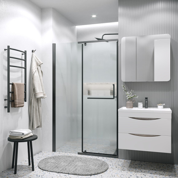 Душевая дверь Grossman Pragma 100 100.K33.03.100.21.02 профиль Черный матовый стекло шиншилла Душевая дверь Grossman Pragma 100 100.K33.03.100.21.02 профиль Черный матовый стекло шиншилла