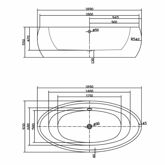 Акриловая ванна Swedbe Vita 189x93 8810 без гидромассажа Акриловая ванна Swedbe Vita 189x93 8810 без гидромассажа