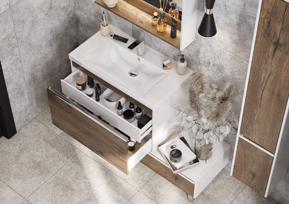 Тумба под раковину Aquaton Капри 80 1A230201KPDB0 подвесная Таксония темная