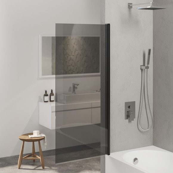 Шторка на ванну Berges River S Black 90х145 065017 профиль Черный матовый стекло тонированное Шторка на ванну Berges River S Black 90х145 065017 профиль Черный матовый стекло тонированное