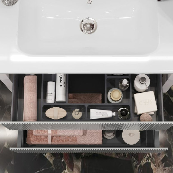 Тумба под раковину Opadiris Рубинно 80 00-00007340 подвесная Серая глянцевая Тумба под раковину Opadiris Рубинно 80 00-00007340 подвесная Серая глянцевая