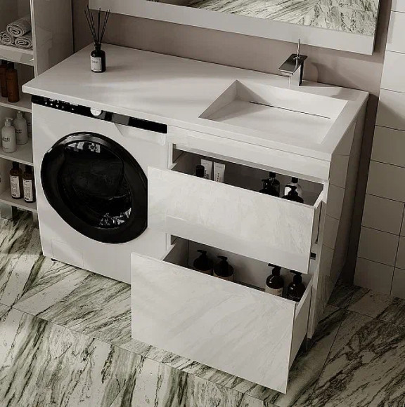 Тумба под раковину Style Line Даллас Леон 120 Люкс Plus СС-00002438 Белая Тумба под раковину Style Line Даллас Леон 120 Люкс Plus СС-00002438 Белая