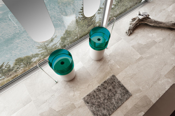 Раковина Abber Kristall 45 AT2701White-Aquamarin Белая Бирюзовая