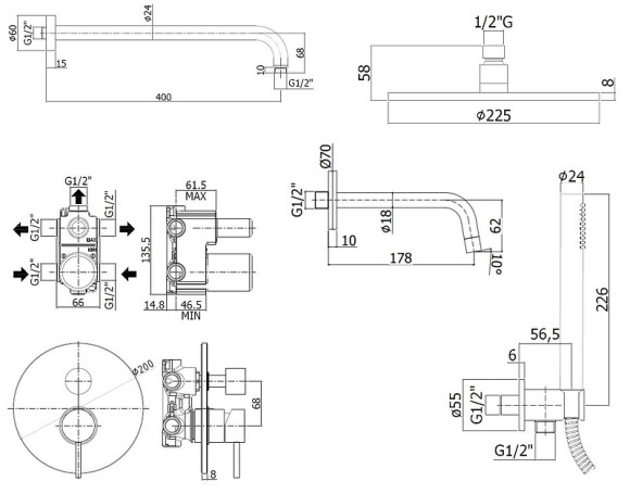 Душевая система Paffoni Light KITLIG019NO045 Черная матовая